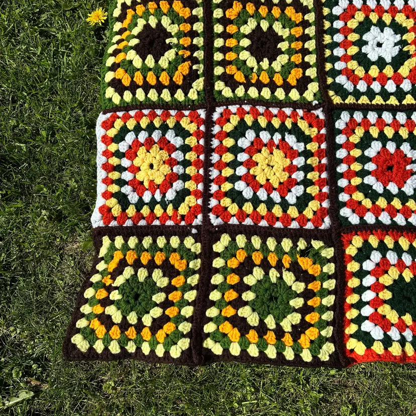 Afghan handmade granny square blanket
