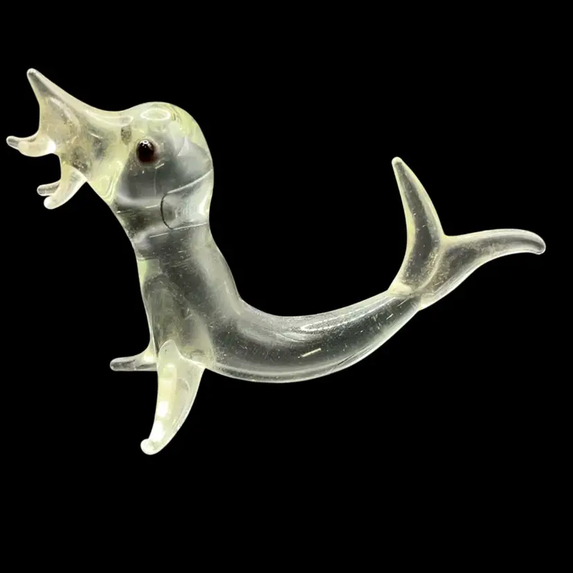 Vintage Glass Figurine Clear Walrus Mini 2” X 2.5”