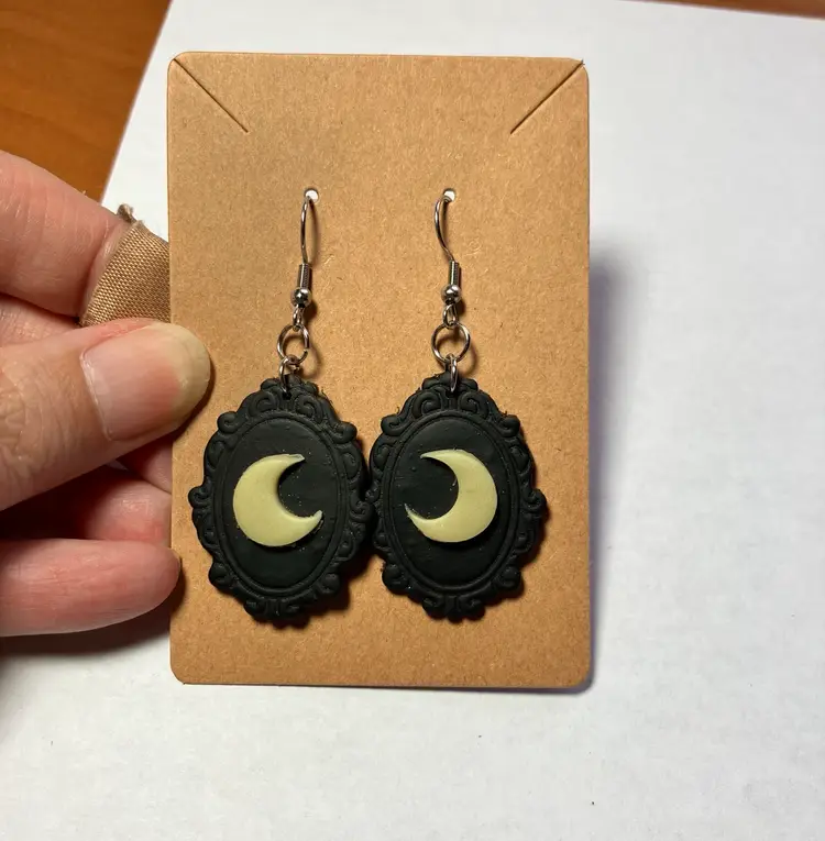 Handmade Polymer Clay Moon Earrings