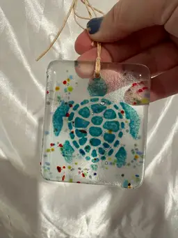 Fused glass turtle ornament