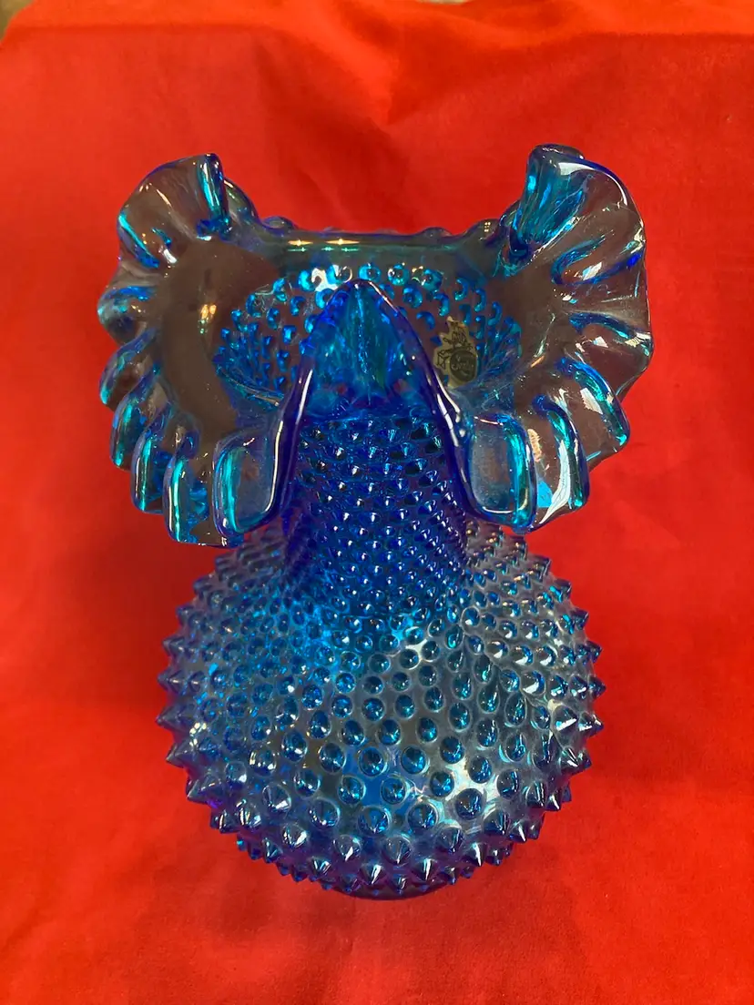 26. VTG Colonial Blue Hobnail Vase