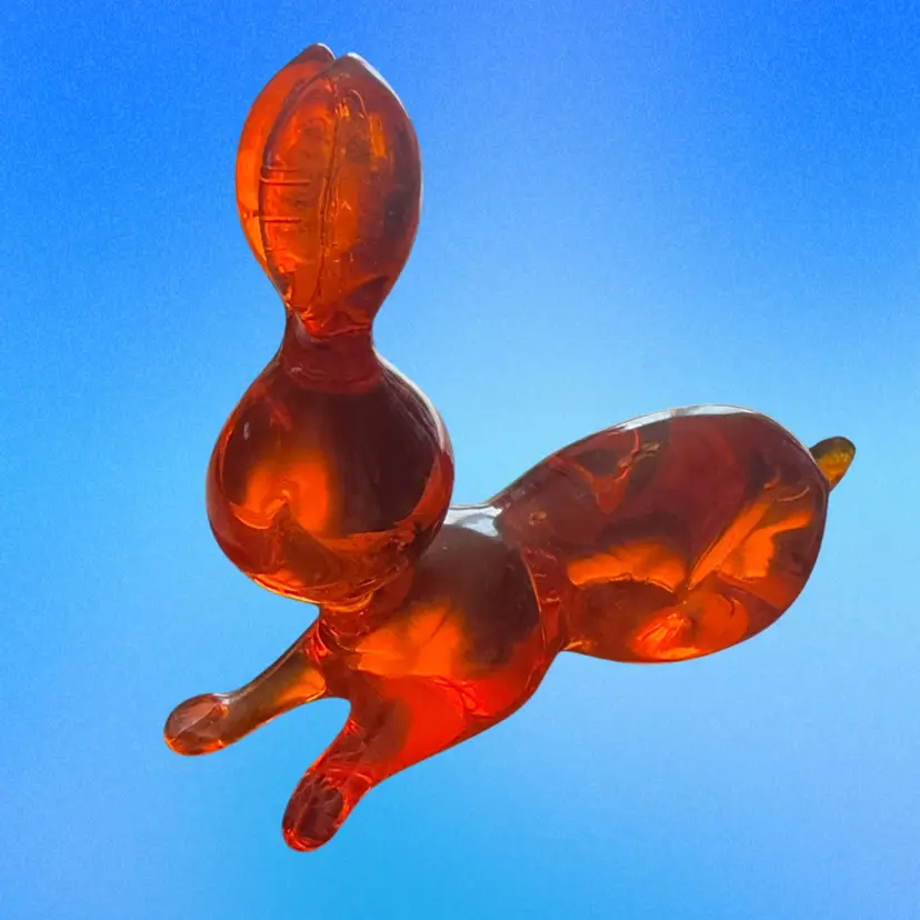 Vintage Kanawha Glass Amber Rabbit Glass Figurine