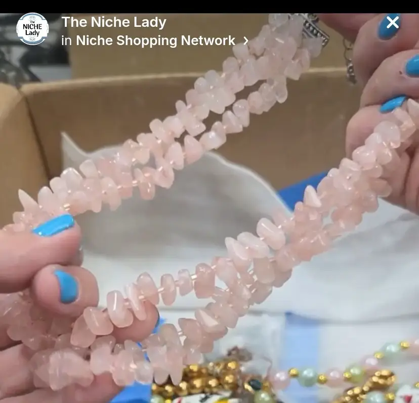 Rose Quartz Gemstone Chip Triple-Strand Necklace