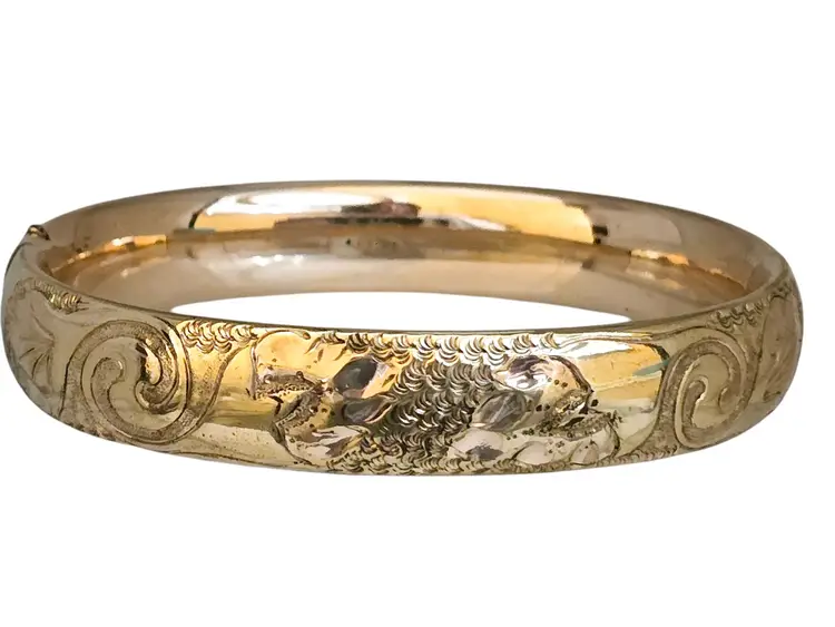 Antique Signed Finberg MFG Elaborate Design Bangle Bracelet (A7402)