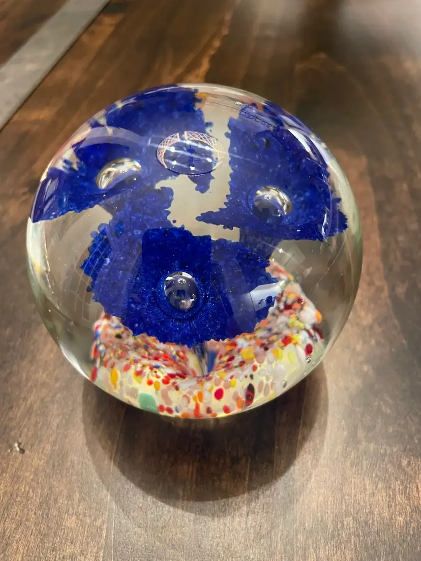 Glass Paperweight Blue