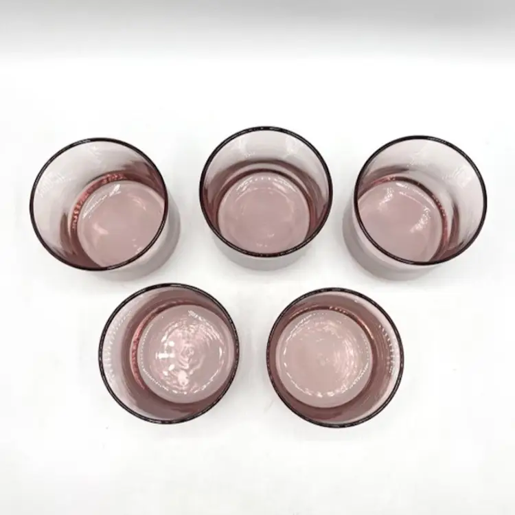 Libbey Pink Plum Glasses Low Ball Flat Metropolitan Juice Lowball Set Of 5