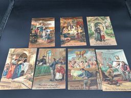 7 Antique POST CARDS SET: The Lord's Prayer PFB Embossed Religious Germany 7064