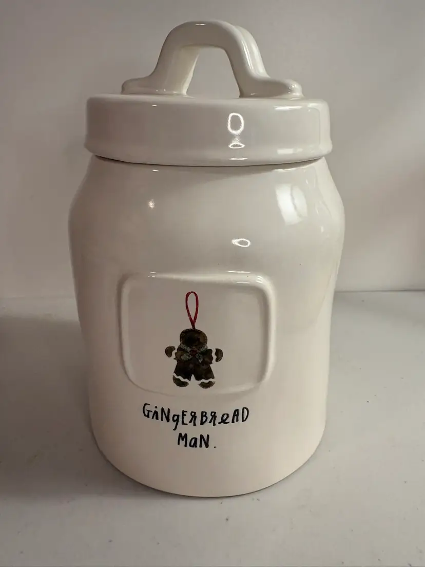 Rae Dunn By Magenta GINGERBREAD MAN Canister 7”Hx4.5”D