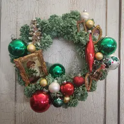 Green Flocked Santa Wreath
