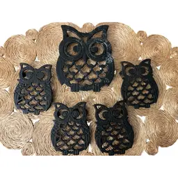 VTG Cast Iron Owl Trivets Made In Taiwan