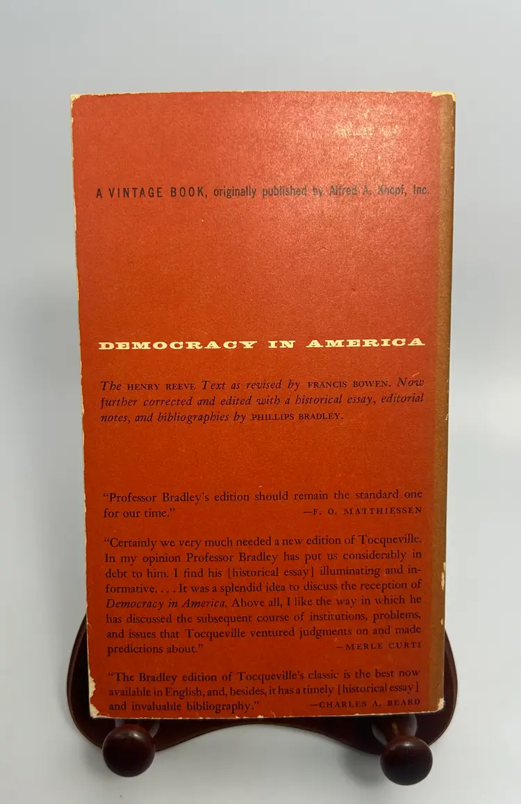 Vintage 'Democracy in America' By Alexia de Tocqueville Paperback Book 1958 Vintage Books