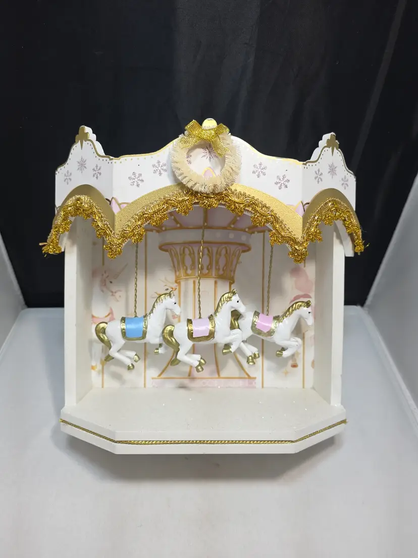 Ashland Frosted Fairytale Carousel Horse Christmas Tabletop Decor (Y)