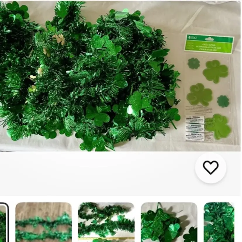 Shamrock Window Clings And Tinsel Garland