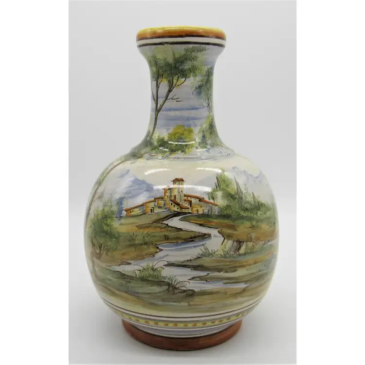 Menegatti Firenze Hand Painted Italian Pottery Vase