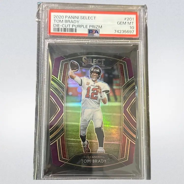 2020 Panini Select Tom Brady Die-Cut Purple Prizm Gem Mint 10