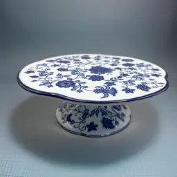 Chinoiserie Blue and White China Floral  10" Cake Stand