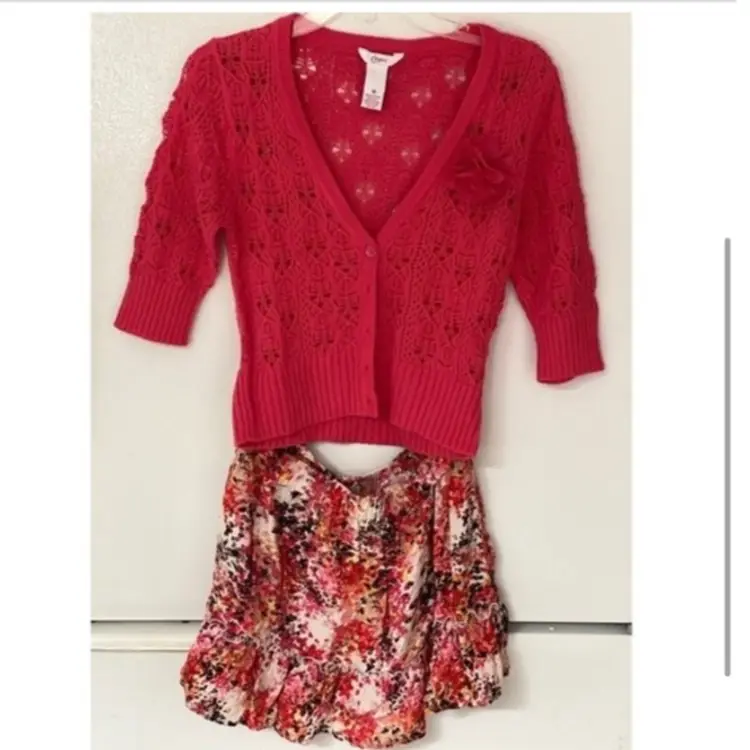 Juniors Candies Skirt and Sweater Floral Set