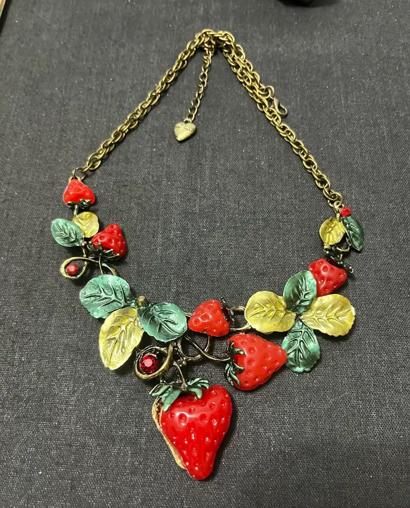 Fancy Strawberry Bib Necklace