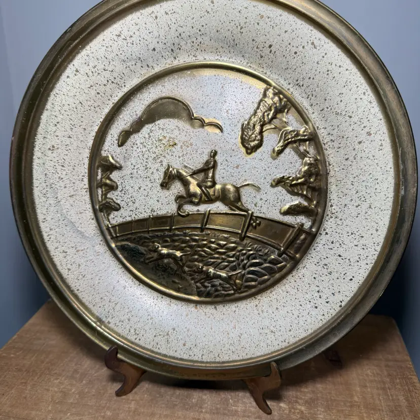England I Embossed Brass Hanging Plates - Set of 2