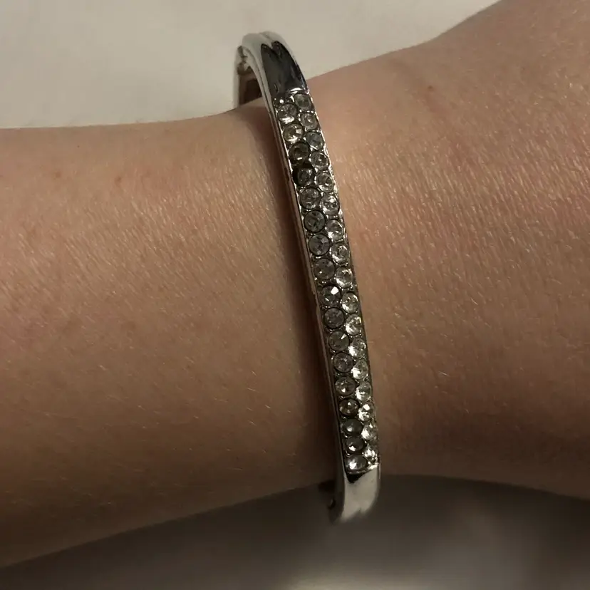 Swarovski Crystal Jeweled Hinged Bangle Bracelet
