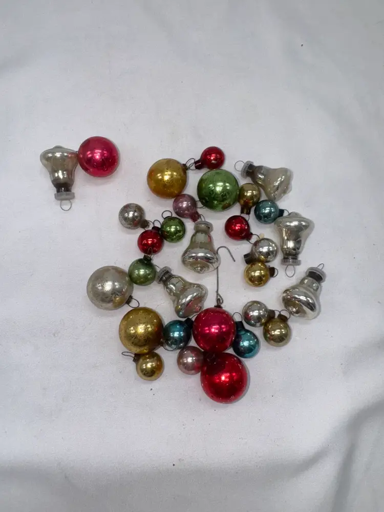 VTG Mercury Glass Lot Of Christmas Ornaments