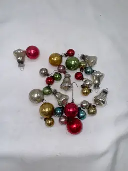 VTG Mercury Glass Lot Of Christmas Ornaments