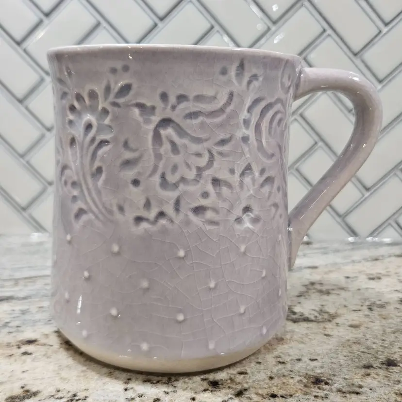 Lilac Floral Crackle Glaze Coffee Tea Mug