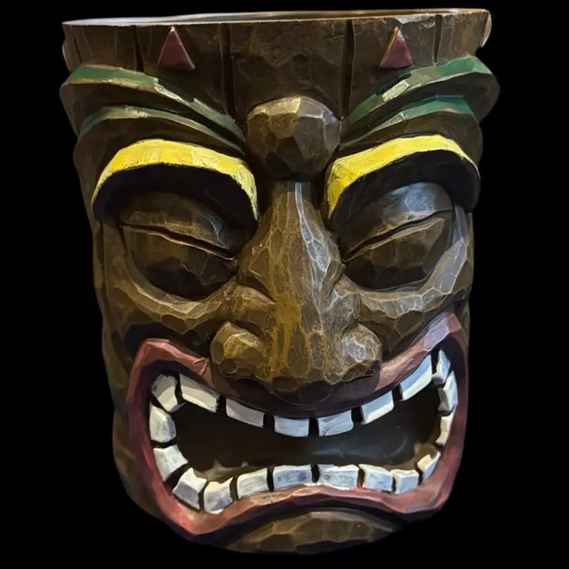 Resin Tiki Mask Utensil Holder/ Planter