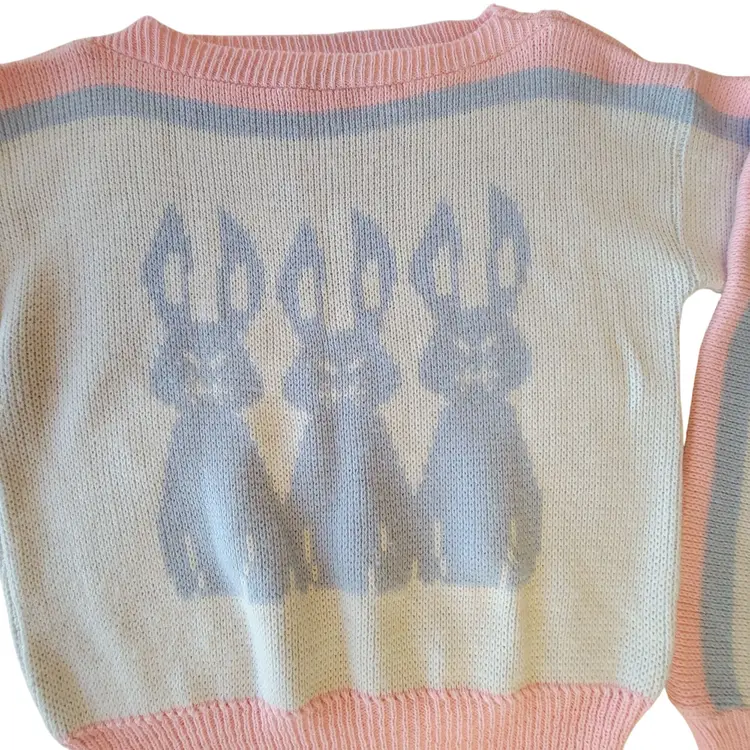 #13 Nicolette New York Bunny Themed Crop Sweater With Pom Pom Detail