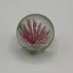 Paperweight Small With Pink Flower 1.5”