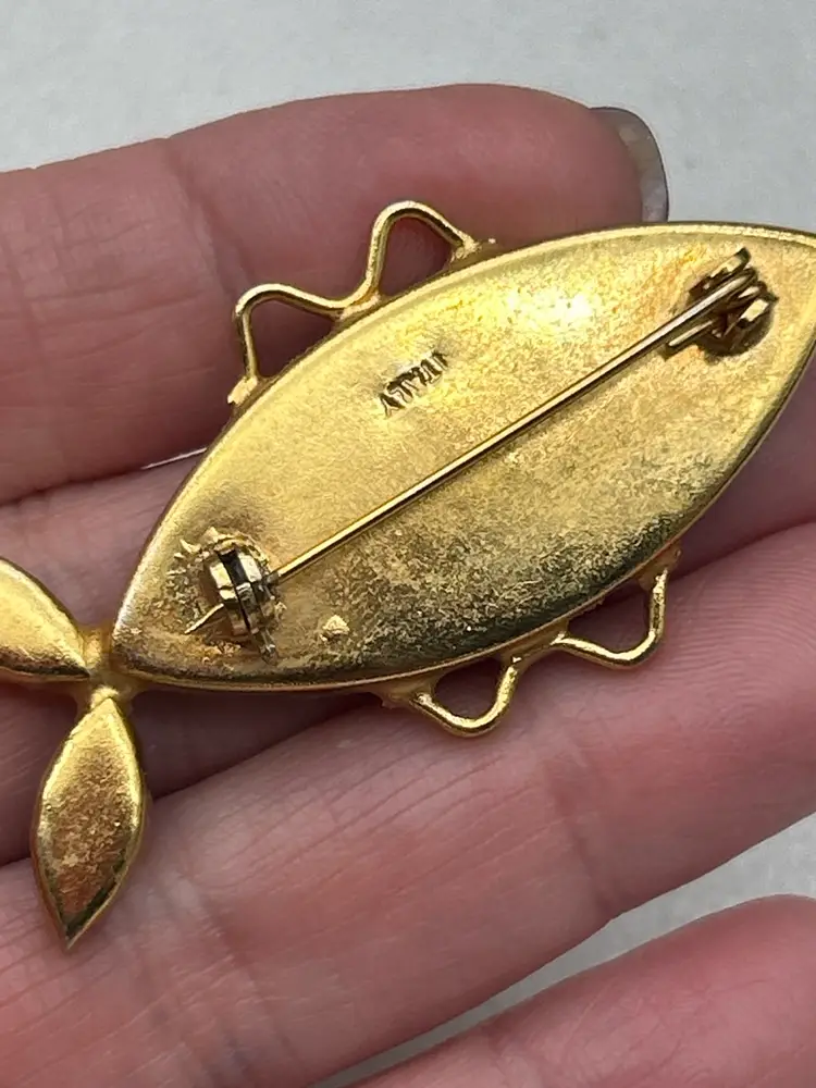 Vintage Italian Micro Mosaic Fish Brooch – 2” – Made in Italy