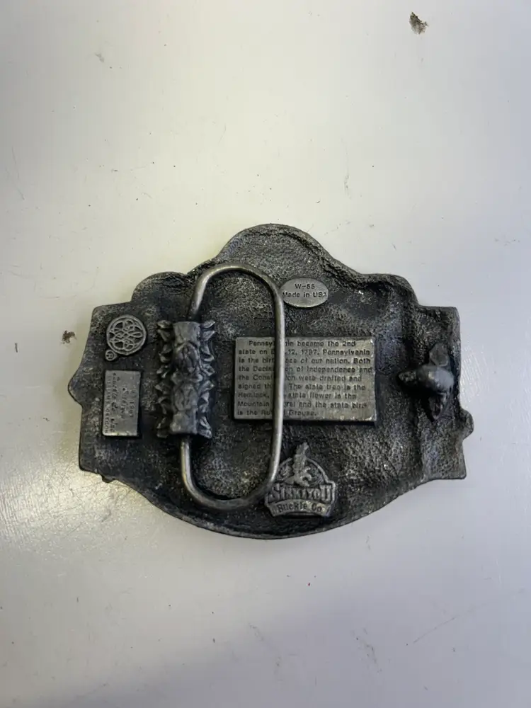 Vintage Siskiyou Pewter Pennsylvania Belt Buckle 1987