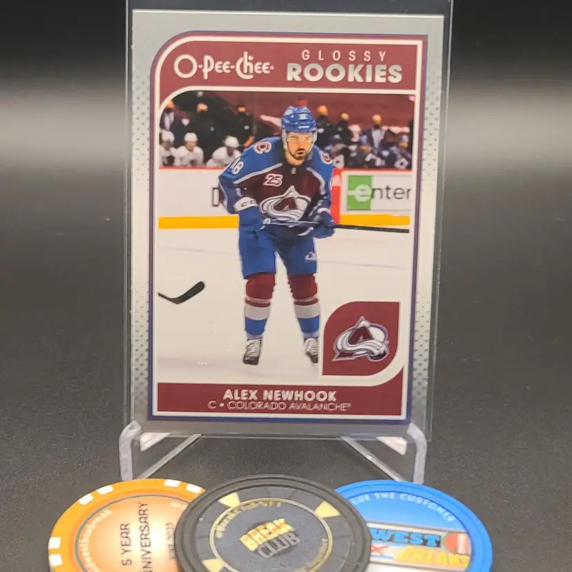 Alex Newhook 2021-22 Upper Deck Series 1 O-Pee-Chee Glossy Rookies Insert Card # R-10 - Colorado Avalanche Hockey Card