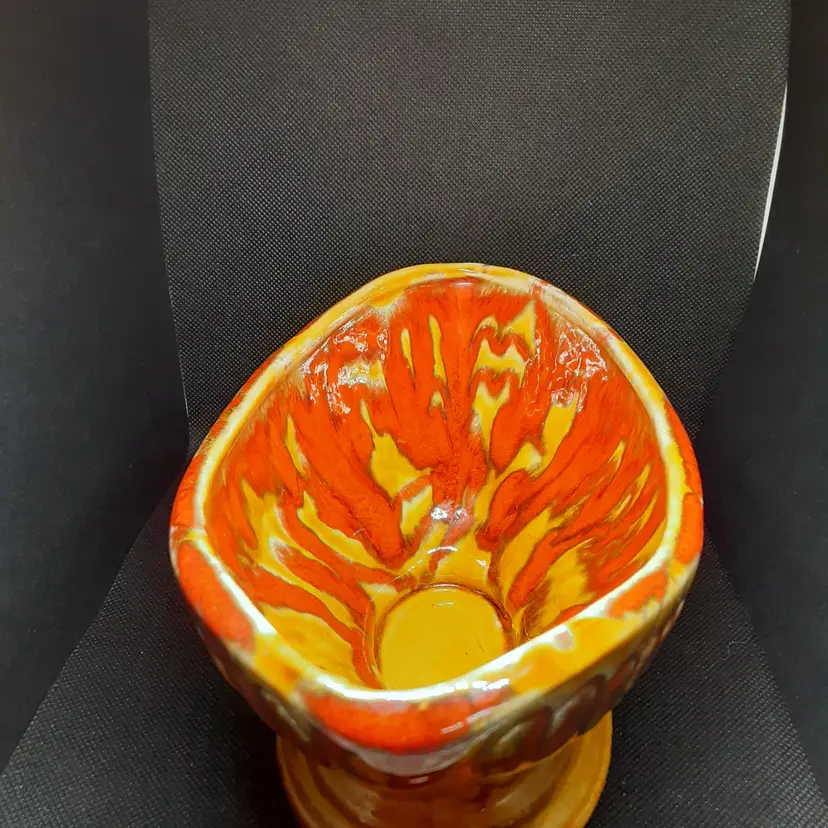 Red and Yellow Gondola Style Pottery Planter, Cal Style 278 USA on Bottom