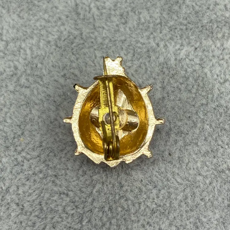 Vintage Goldtone Red Ladybug Brooch with Rhinestones - Made in Hong Kong (1)