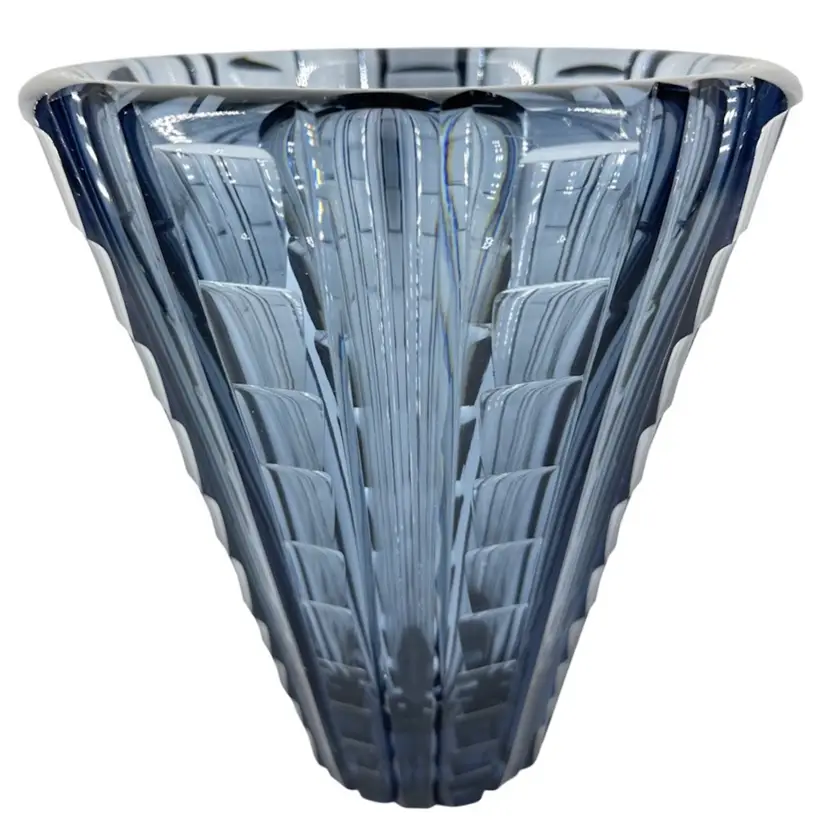 Charcoal Blue Bohemian Glass Vase