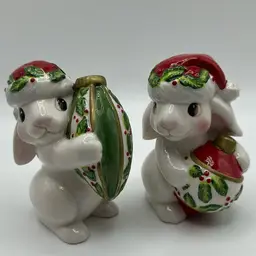 Fitz & Floyd Bunnys In Bloom Christmas Sale & Pepper Shakers