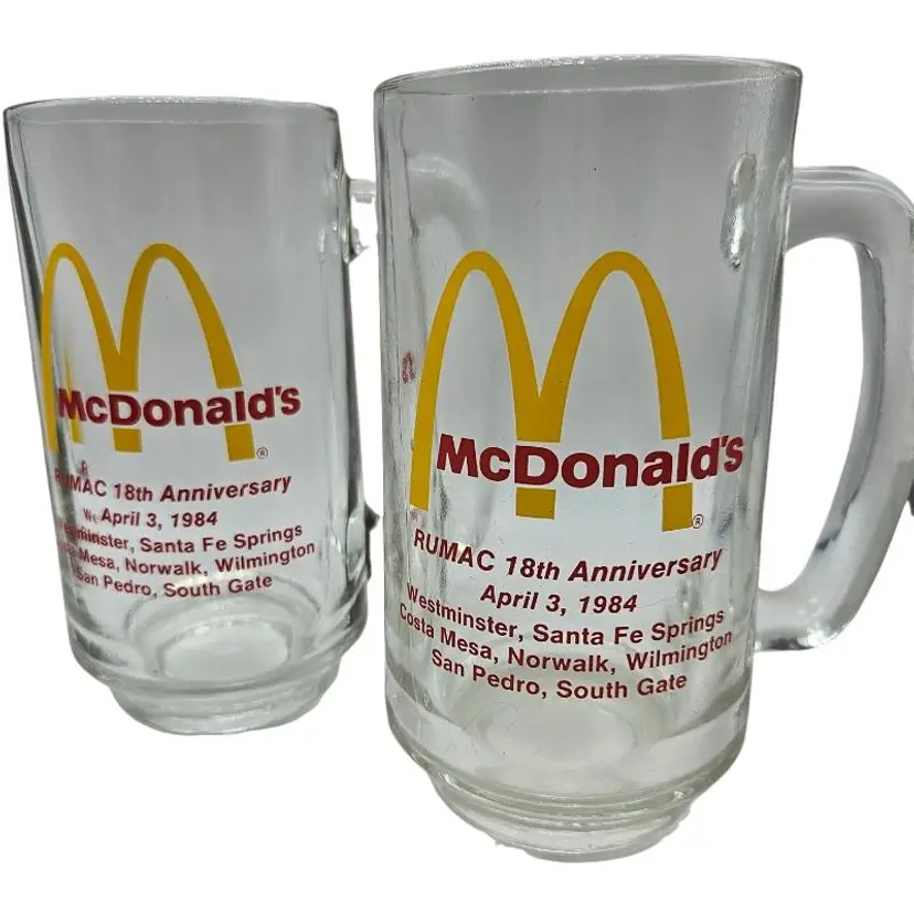 Vintage McDonald's RUMAC 18th Anniversary Mugs Set of 2 dated 1984