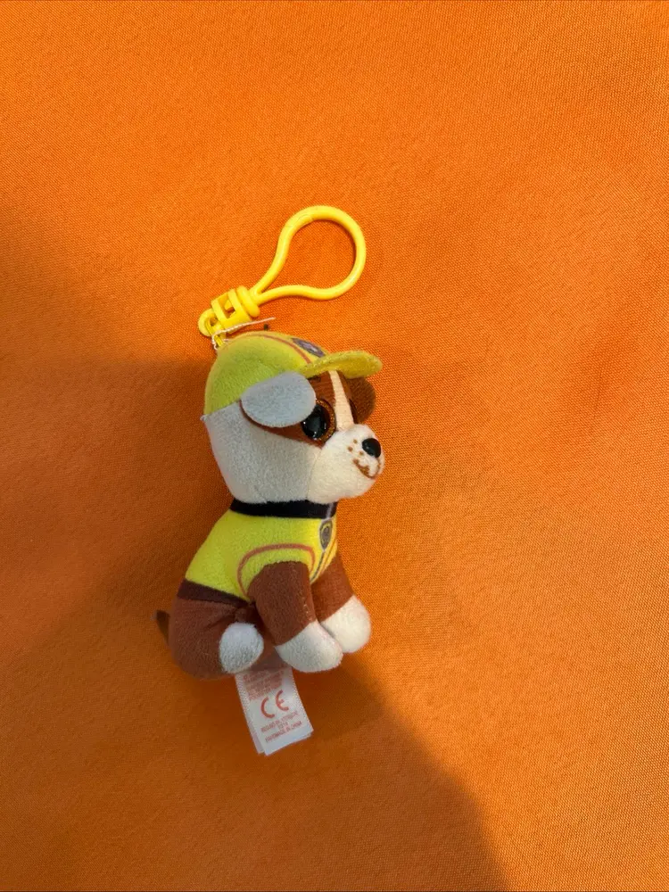 Ty RUBBLE the BULL DOG Paw Patrol Beanie Boo Keychain CLIP 4” Preowned.