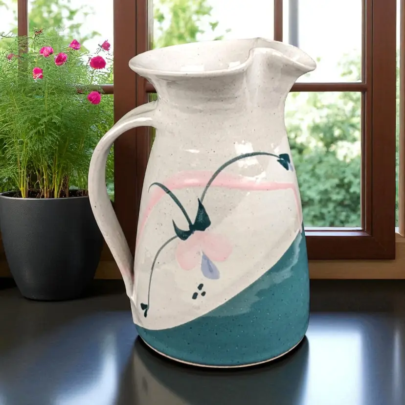 Earthenware Pitcher, Signed by Artist