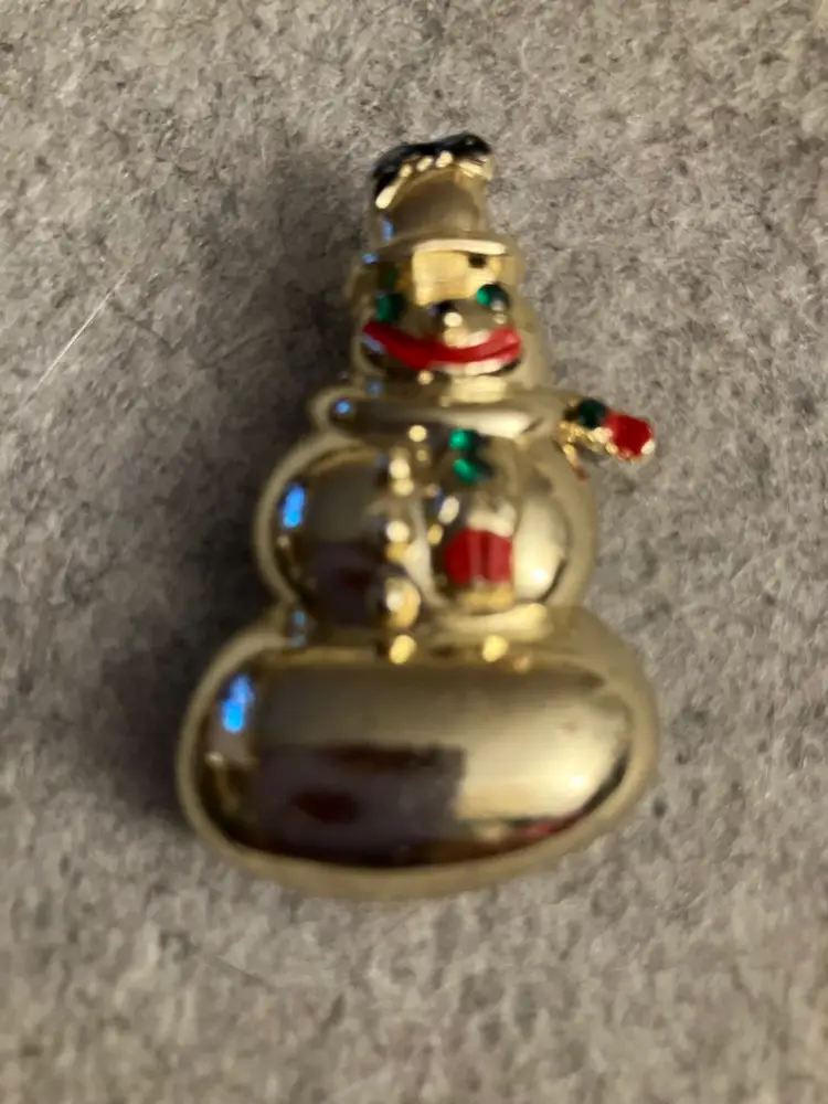 Vintage 70’s or 80’s Gold Tone Snowman Brooch