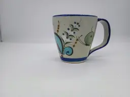 Tonala Signed Ken Edwards Pottery Bird Flower Mug Tea/Coffee Cup El Palomar Mexico