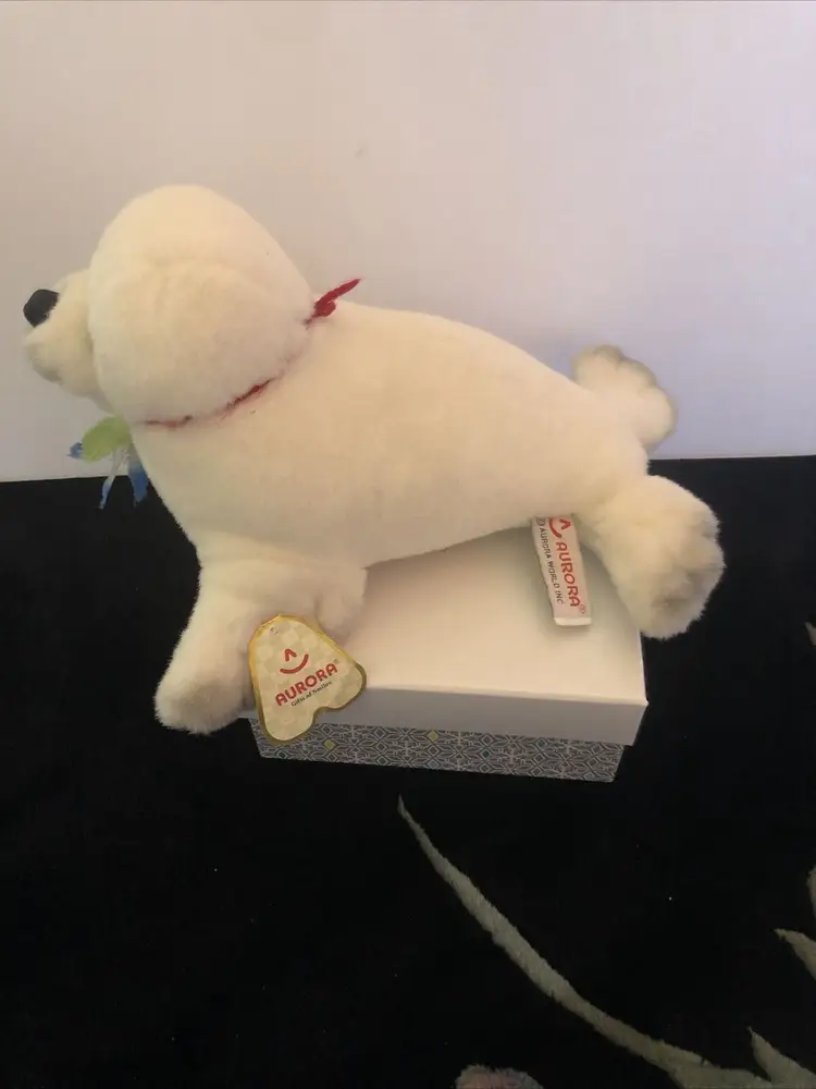 NWT! Aurora World White Grey Baby Sealion Seal Plush Stuffed Animal Soft Toy 8"