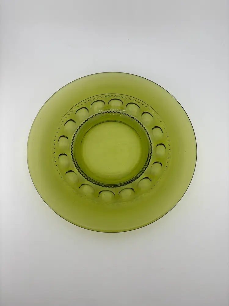 7 Indiana Glass Green King's Crown 8.25” Salad Dishes