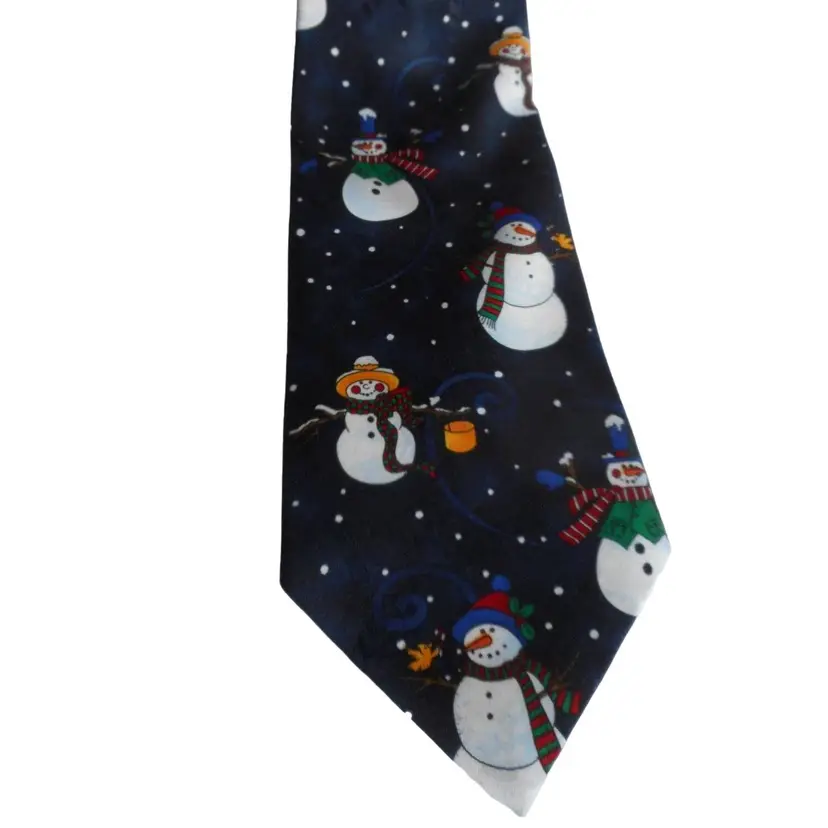 Vintage Blue Snowman Mens Tie Necktie Winter Holiday Hallmark Yule Tie Greetings