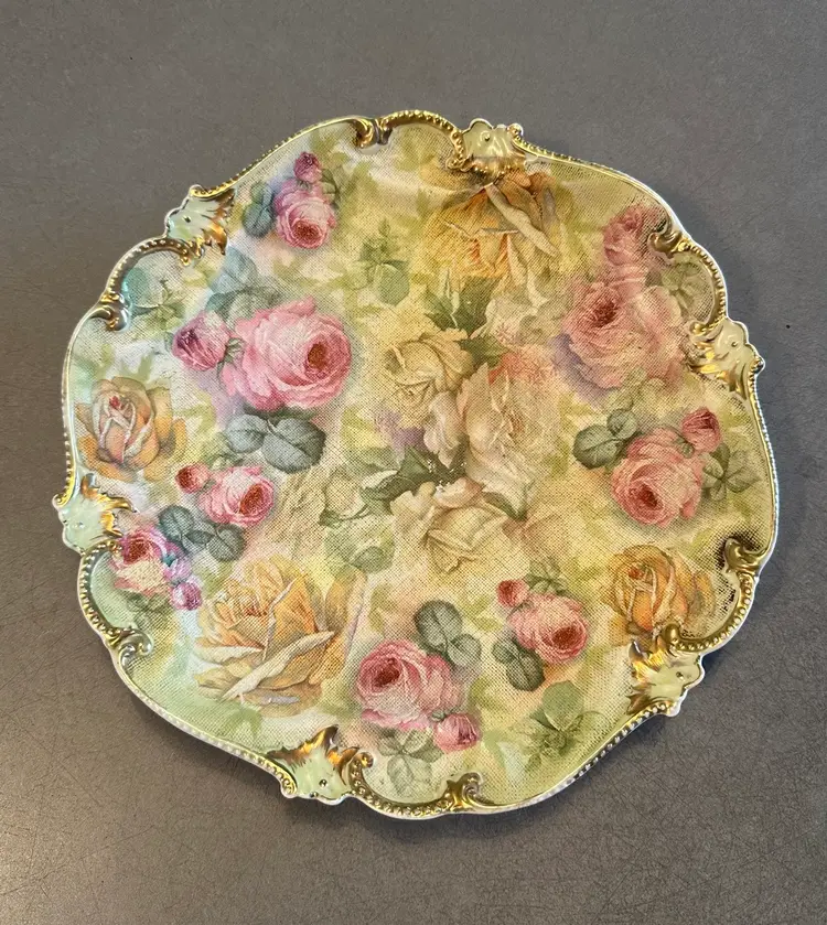 Antique Royal Bayreuth Rose Tapestry Cabinet Plate