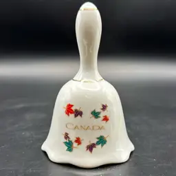 Vintage Glazed Porcelain Canada Souvenir Bell 4.5”