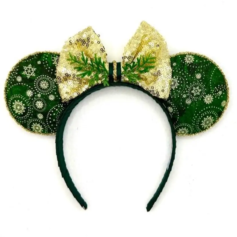 Gold & Green Snowflake Ears