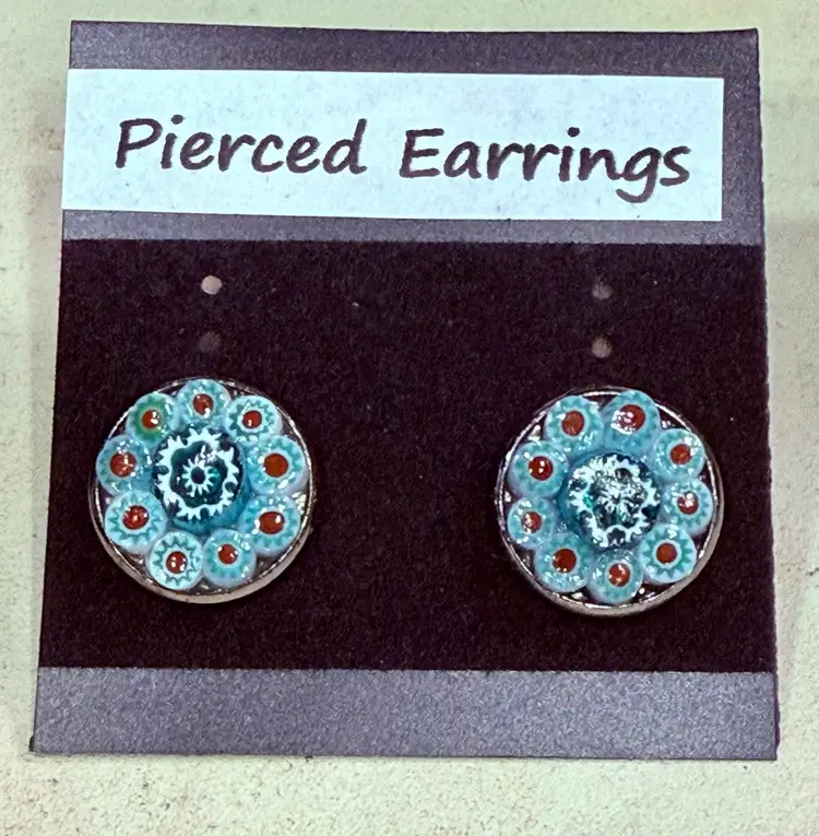 Artist Designed Millefiori Glass Post Earrins