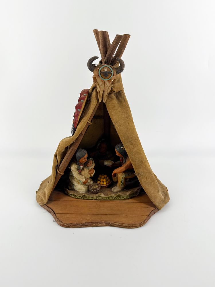 Native American 10" Teepee Southwestern Family Gathering Figurine Decor